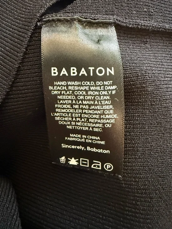 Babaton Black Cross Strap Midi Dress Size Small Bodycon Minimalist Chic - Picture 5 of 9